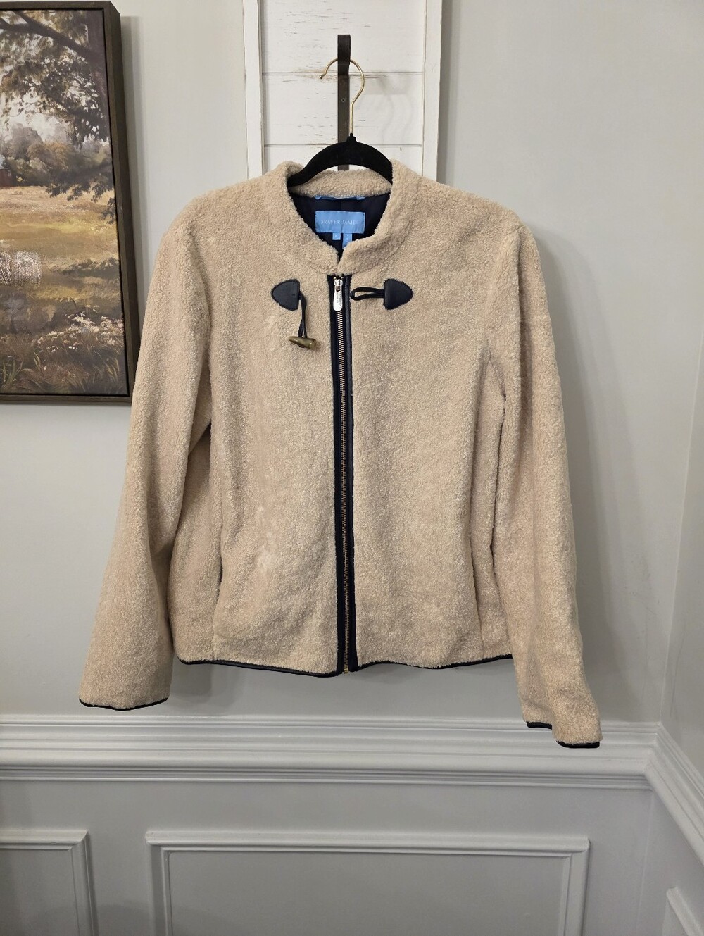 Draper James Cream Sherpa Zip Toggle Jacket Size Large